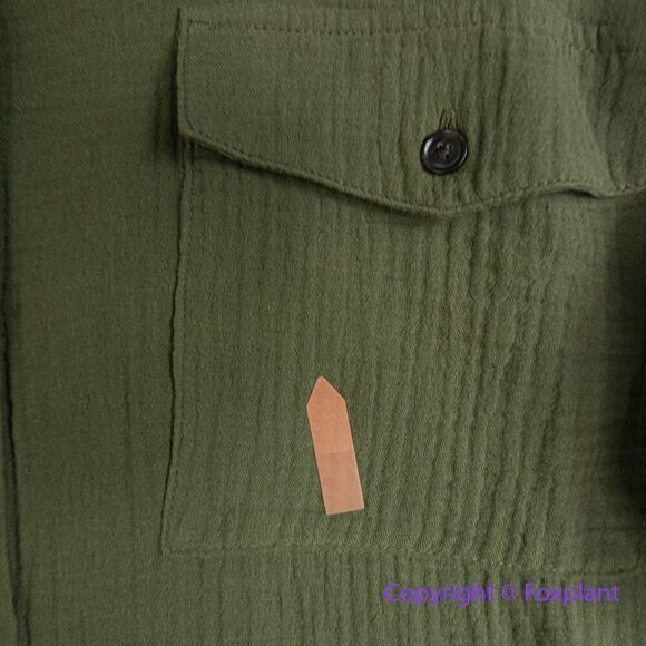 New! Madewell Lightspun Flap Pocket Oversized Ex-Boyfriend Shirt  green, size 1X - Picture 8 of 16